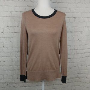 LOFT Brown & Black Wool Blend Long Sleeve Top XS